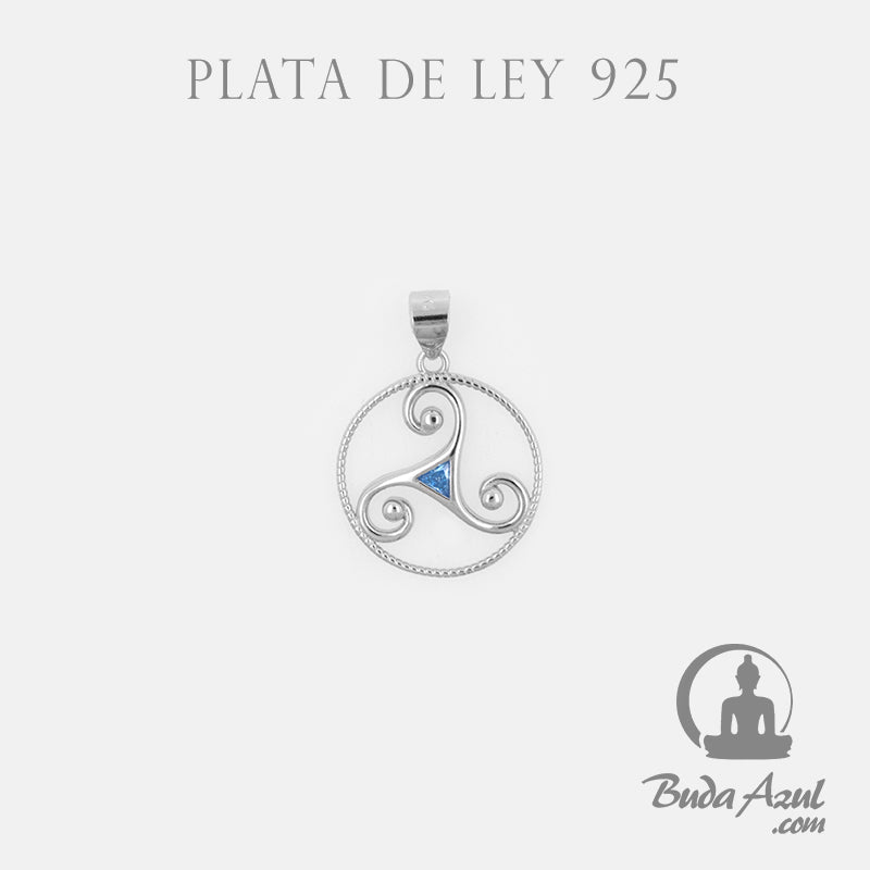 Colgante Plata de Ley 925 TRISQUEL PIEDRA AZUL REF. 490