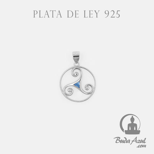 Colgante Plata de Ley 925 TRISQUEL PIEDRA AZUL REF. 490