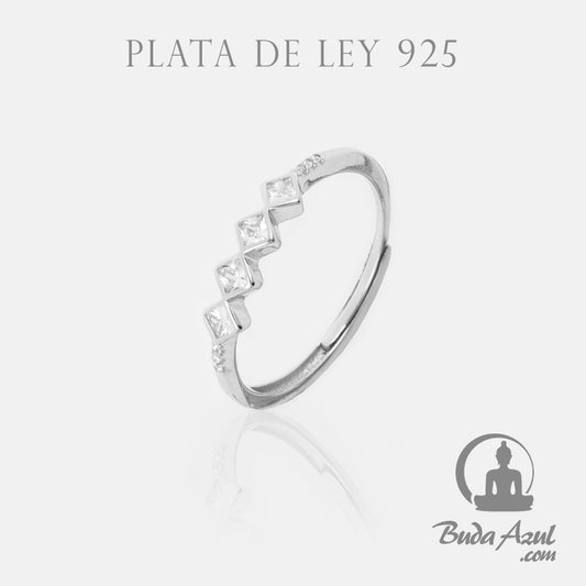 Anillo Plata 4 CIRCONITAS CUBO REF. 390