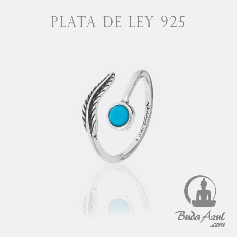 Anillo Plata PLUMA PIEDRA TURQUESA REF. 490