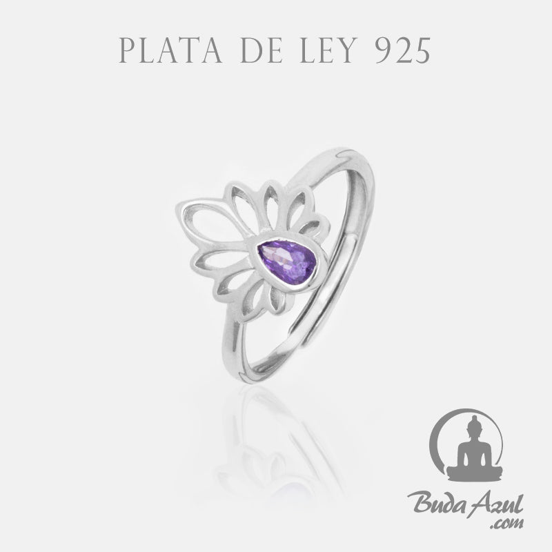 Anillo Plata Ley 925 LOTO PIEDRA VIOLETA REF. 590