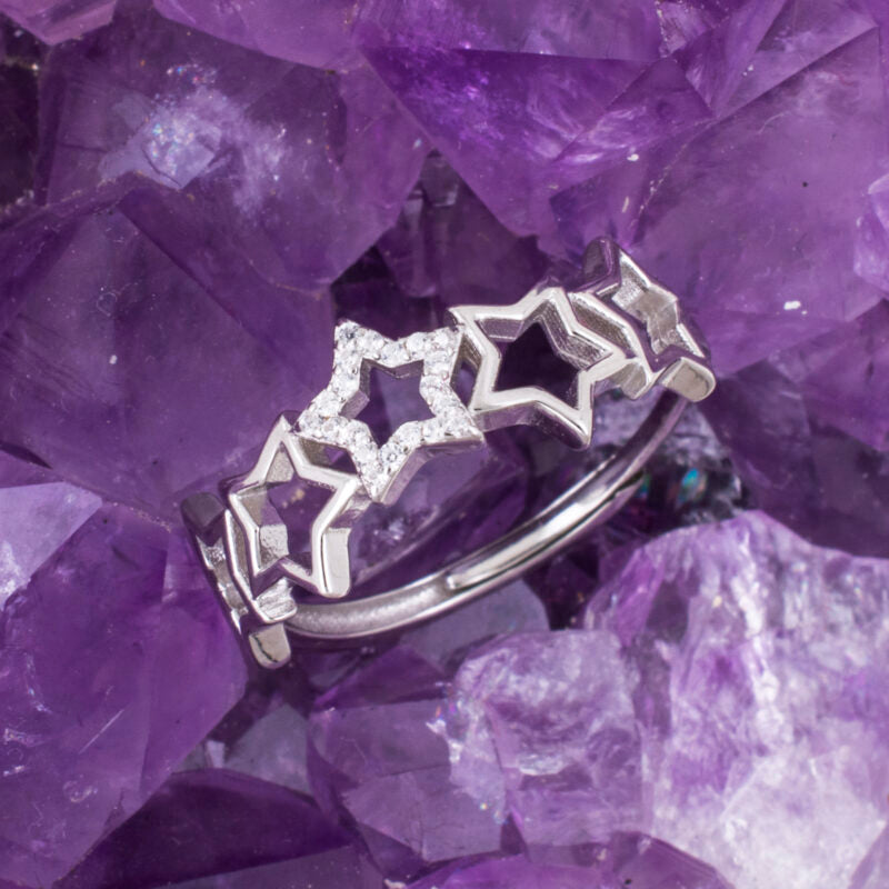 Anillo Plata ESTRELLAS RELIEVE CIRCONITAS REF. 590