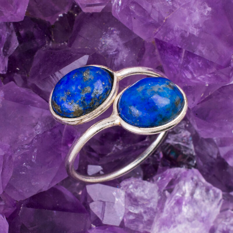 Anillo Plata de Ley 925 DOBLE LAPISLAZULI REF. 690