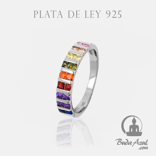 Anillo Plata RECTANGULOS CIRCONITA COLORES REF 790
