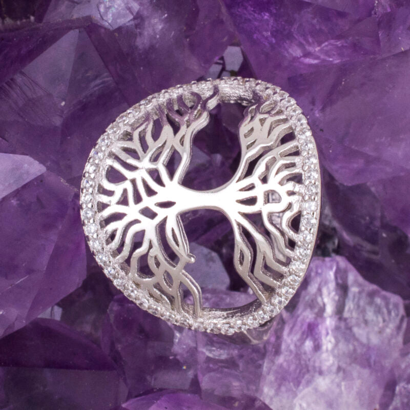 Anillo Plata ARBOL VIDA CIRCONITAS RAÍCES REF. 790