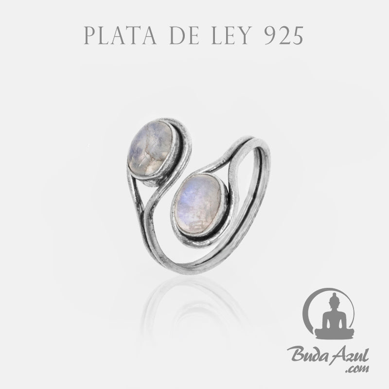 Anillo Plata de Ley 925 DOS PIEDRA LUNA REF890