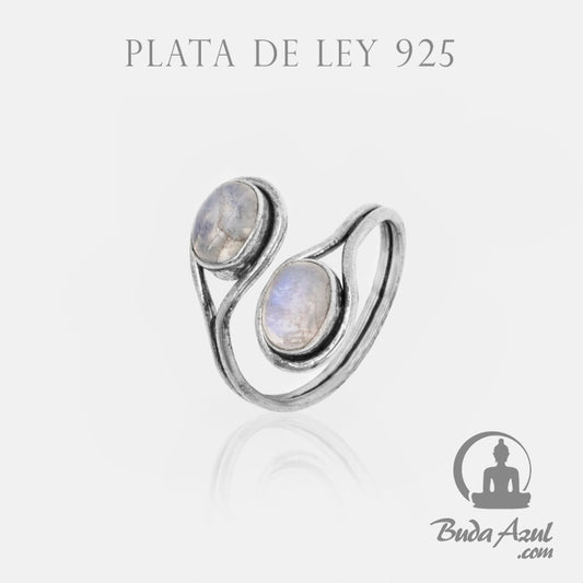 Anillo Plata de Ley 925 DOS PIEDRA LUNA REF890