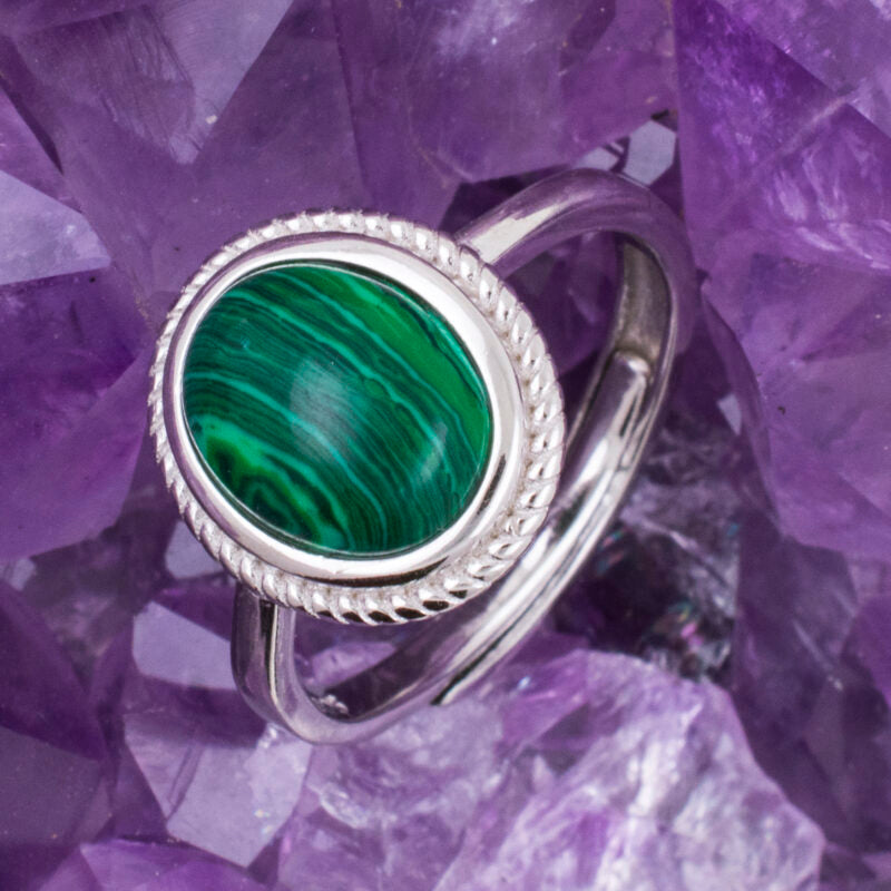 Anillo Plata de Ley 925 OVALADO MALAQUITA REF. 890