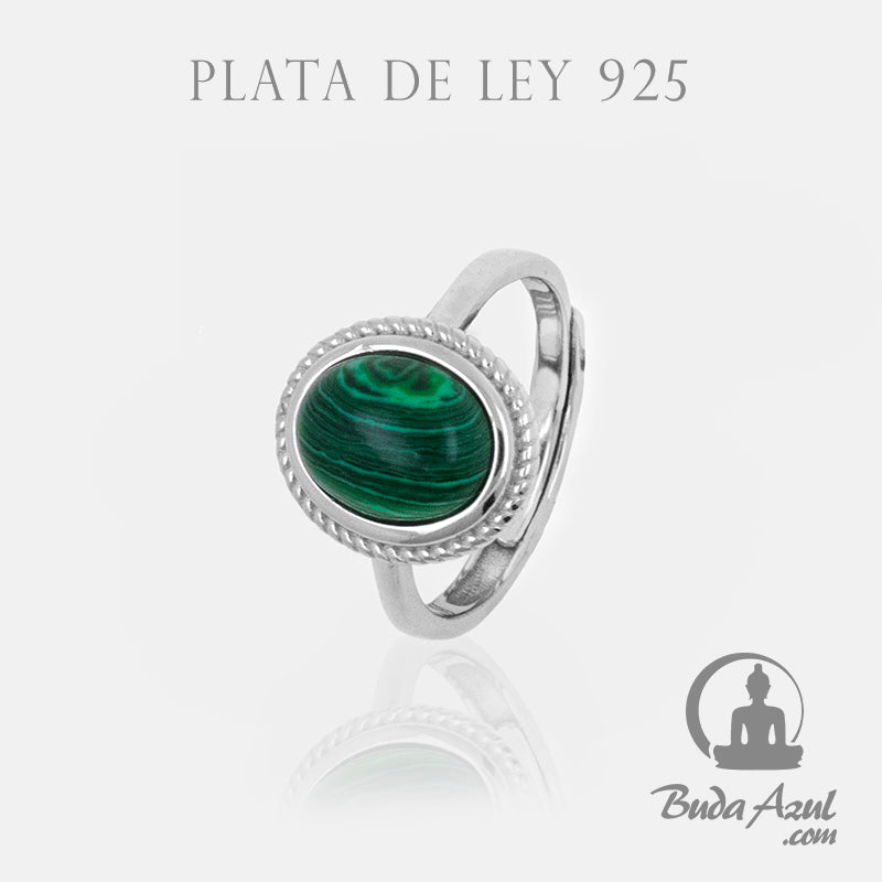 Anillo Plata de Ley 925 OVALADO MALAQUITA REF. 890
