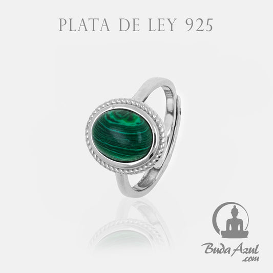 Anillo Plata de Ley 925 OVALADO MALAQUITA REF. 890