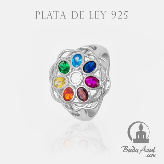 Anillo Plata CIRCONITAS CHAKRA COLORES REF. 1090