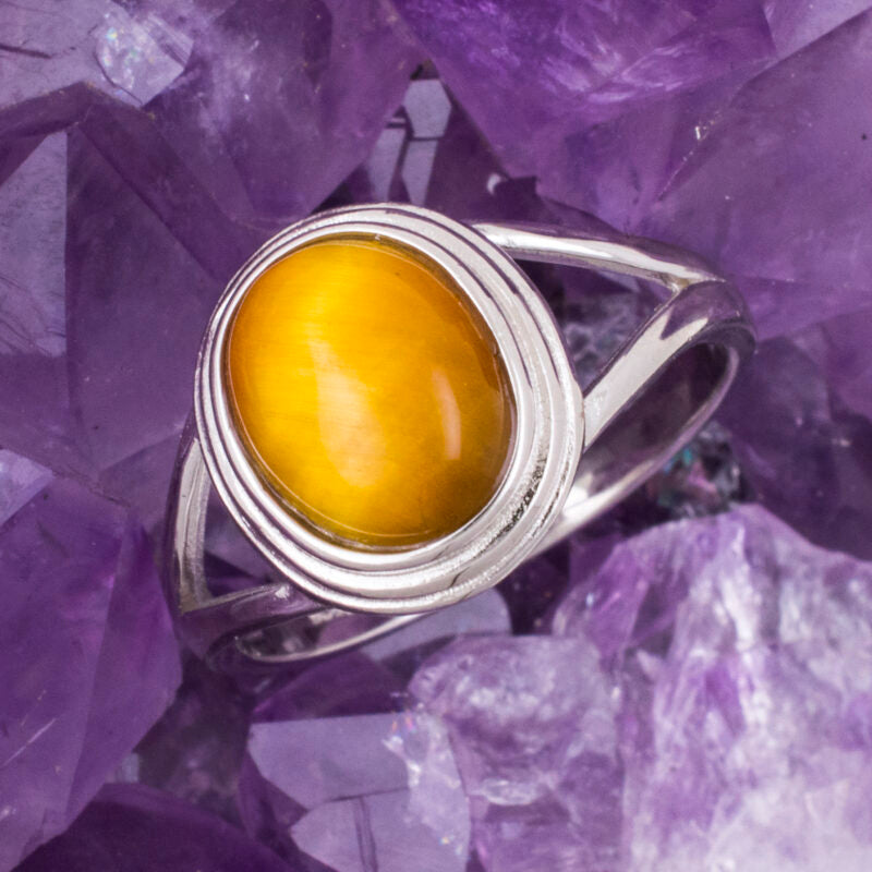Anillo Plata OVALADO MINERAL OJO DE TIGRE REF 890