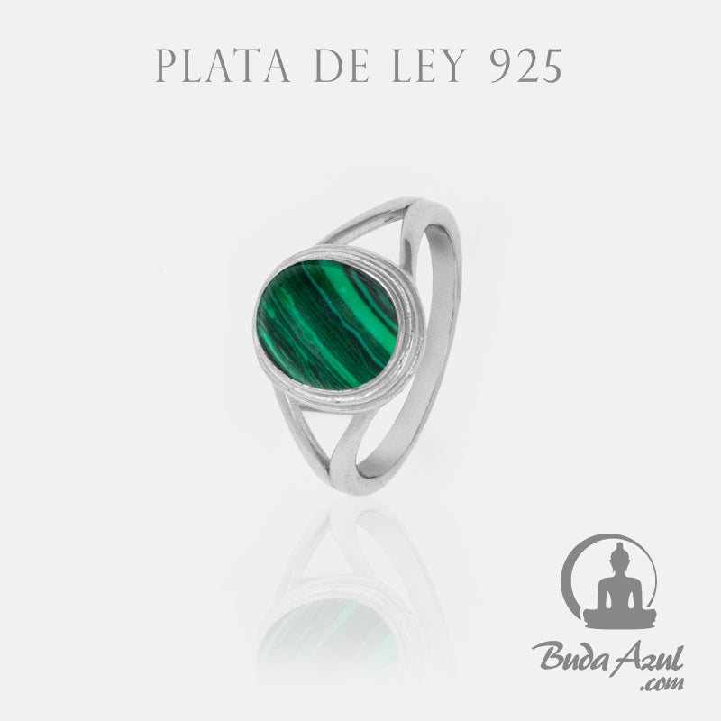 Anillo Plata OVALADO MINERAL MALAQUITA REF 890
