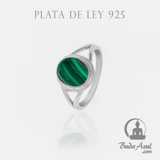 Anillo Plata OVALADO MINERAL MALAQUITA REF 890