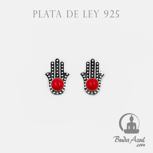 Pendientes Plata de Ley 925 mano fatima coral 200