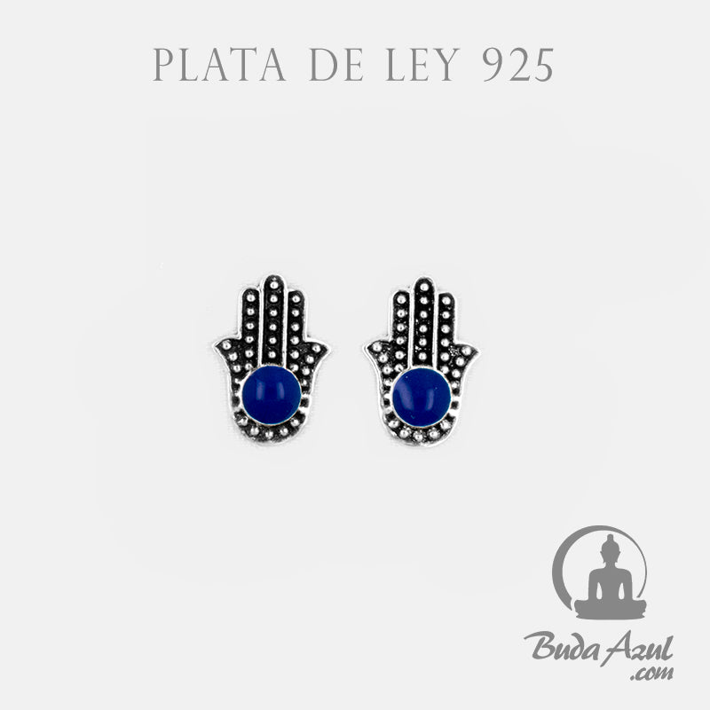 Pendientes Plata de Ley 925 mano fatima azul 200