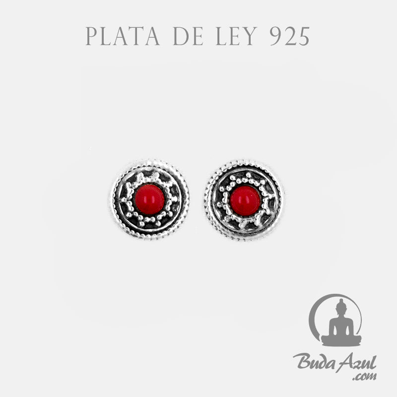 Pendientes Plata de Ley 925 redondo flor coral 200