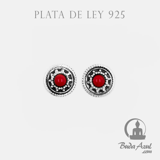 Pendientes Plata de Ley 925 redondo flor coral 200