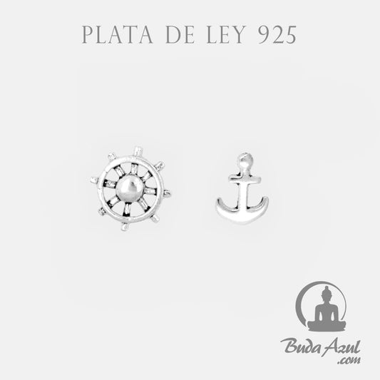 Pendientes Plata de Ley 925 ancla y timón 200