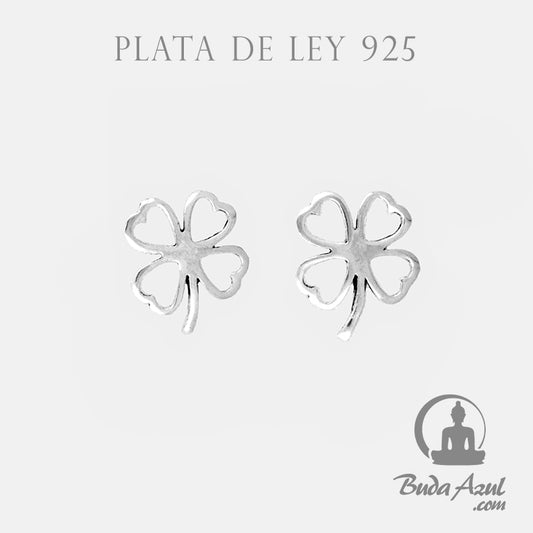 Pendientes Plata Ley 925 trébol cuatro hojas 200