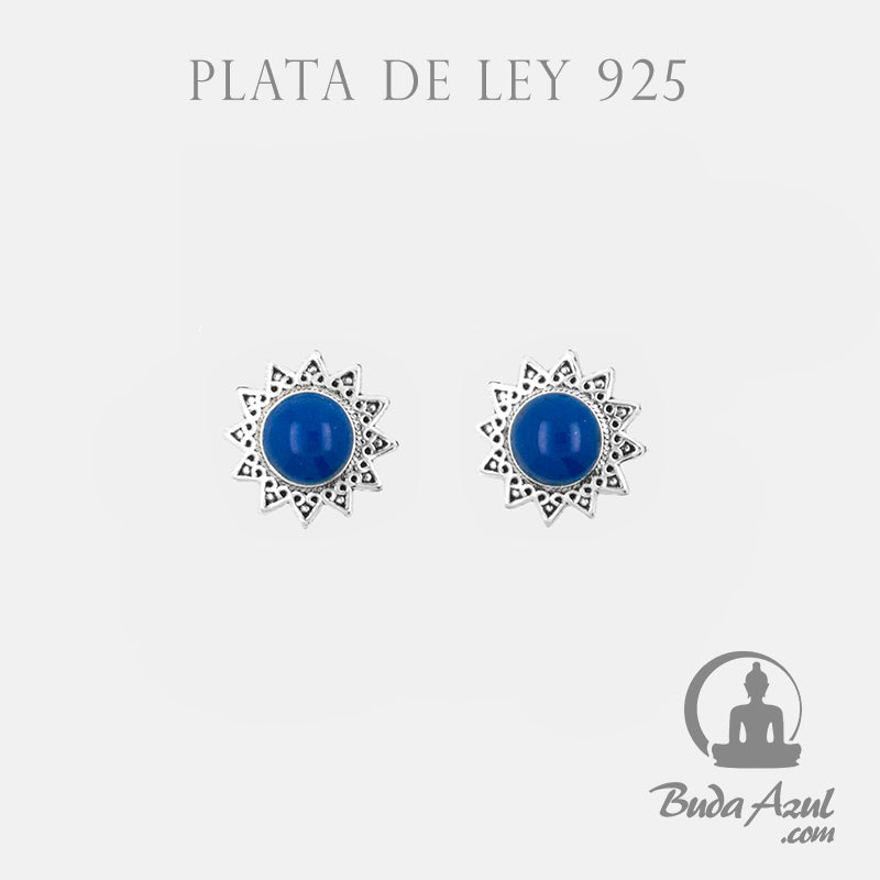 Pendientes Plata de Ley 925 sol redondo azul 200