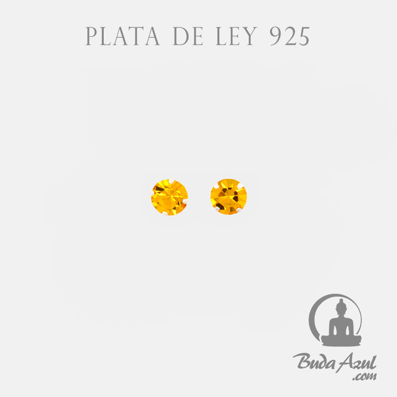 Pendientes Plata circonita 4mm amarillo REF 200