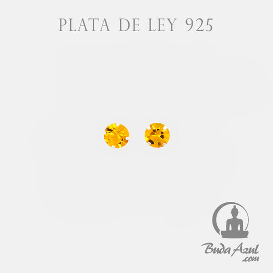 Pendientes Plata circonita 4mm amarillo REF 200