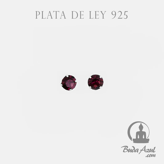 Pendientes Plata circonita 4mm granate REF 200
