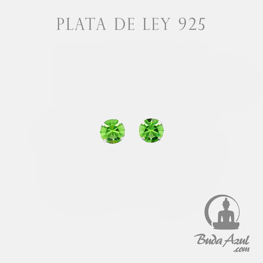 Pendientes Plata circonita 4mm verde REF 200
