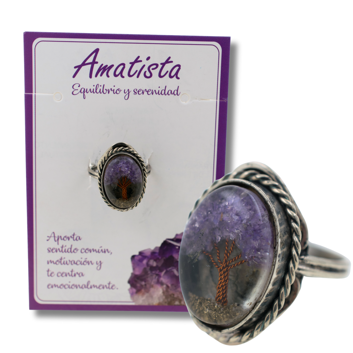 Anillo Alpaca Árbol AMATISTA REF. 6