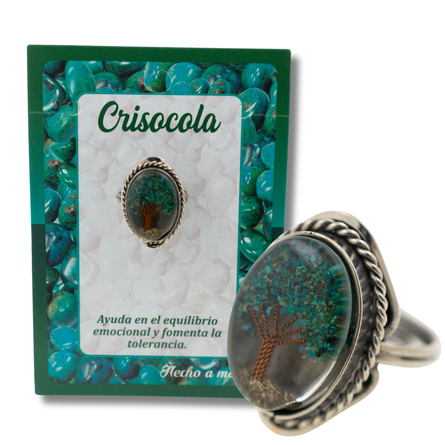Anillo Alpaca Árbol CRISOCOLA REF. 6