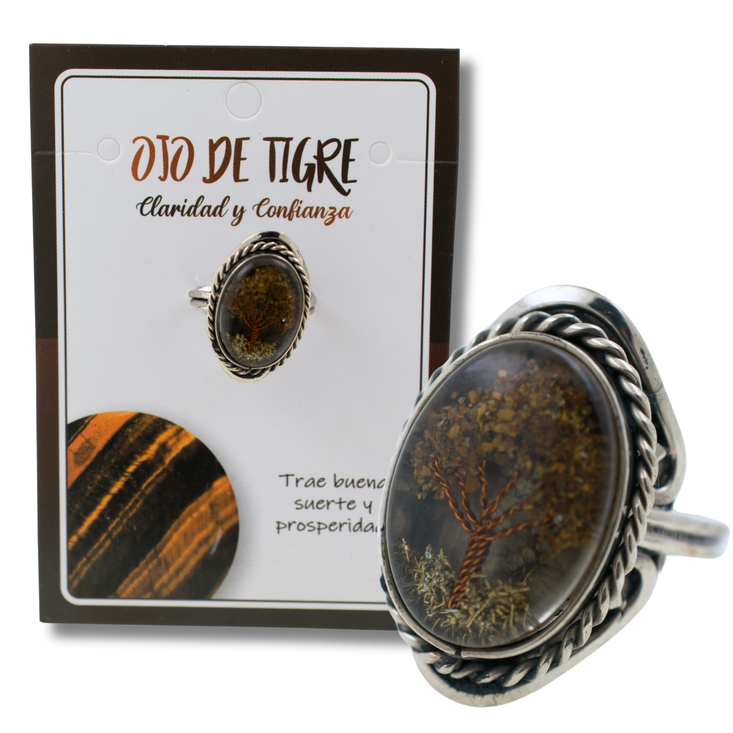 Anillo Alpaca Árbol OJO DE TIGRE REF. 6