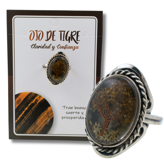 Anillo Alpaca Árbol OJO DE TIGRE REF. 6
