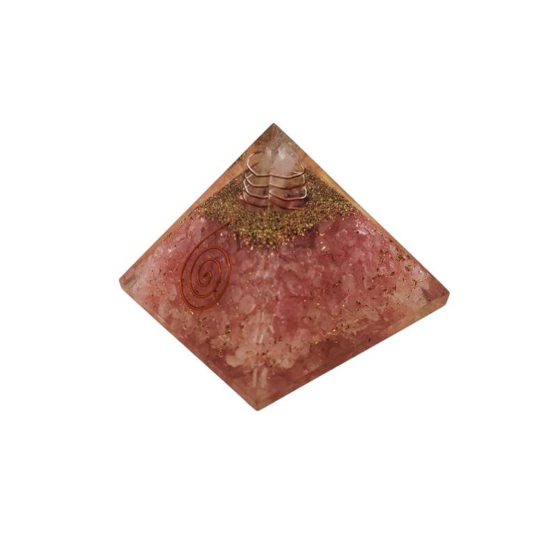 PIRAMIDE ORGONITA 75 MM CUARZO ROSA