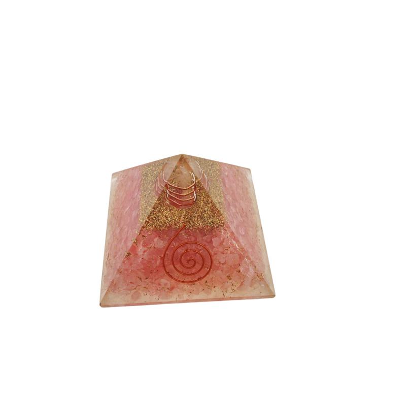 PIRAMIDE ORGONITA 75 MM CUARZO ROSA