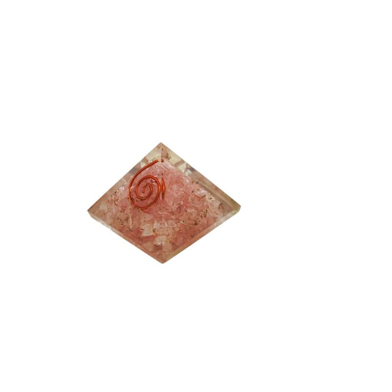 PIRAMIDE ORGONITA MINI 25 MM CUARZO ROSA