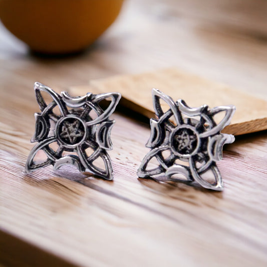 Pendientes Plata NUDO DE BRUJA FASE LUNAS REF 290