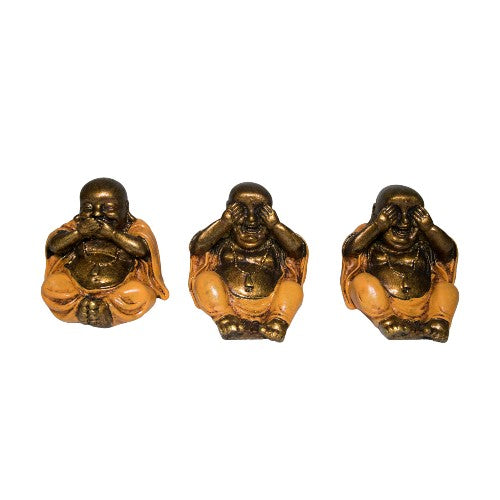 SET DE 3 LUCKY BUDA 10 CM REF 790 - 17 - NARANJA