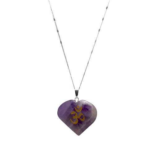 SET 7 COLGANTE CORAZÓN MINERAL CHAKRAS GRABADO 890