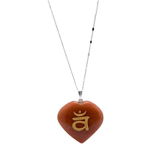 SET 7 COLGANTE CORAZÓN MINERAL CHAKRAS GRABADO 890