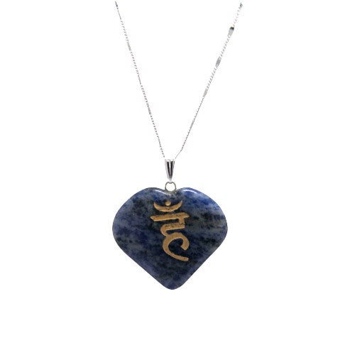 SET 7 COLGANTE CORAZÓN MINERAL CHAKRAS GRABADO 890