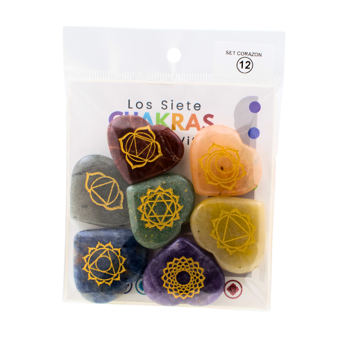 SET CORAZON MINERAL 7 CHAKRAS GRABADO REF 890