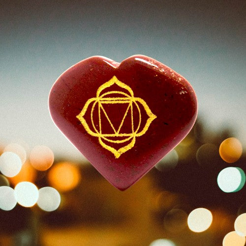 SET CORAZON MINERAL 7 CHAKRAS GRABADO REF 890