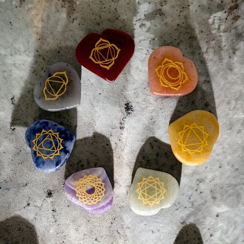 SET CORAZON MINERAL 7 CHAKRAS GRABADO REF 890