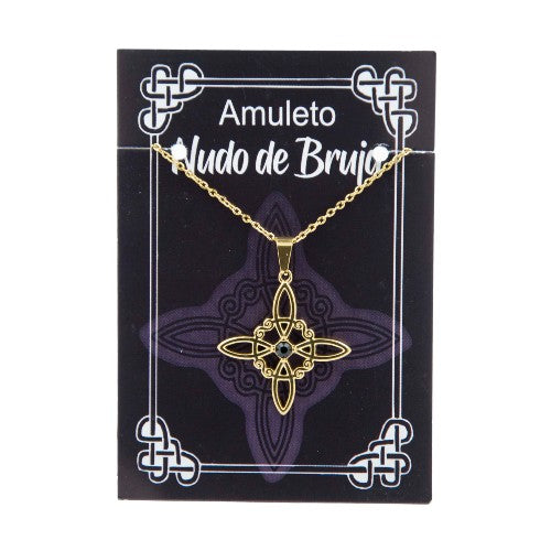 Colgante Nudo Brujas Acero oro Circon Negra 290-13