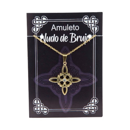 Colgante Nudo Bruja Acero oro Circon Blanca 290-14