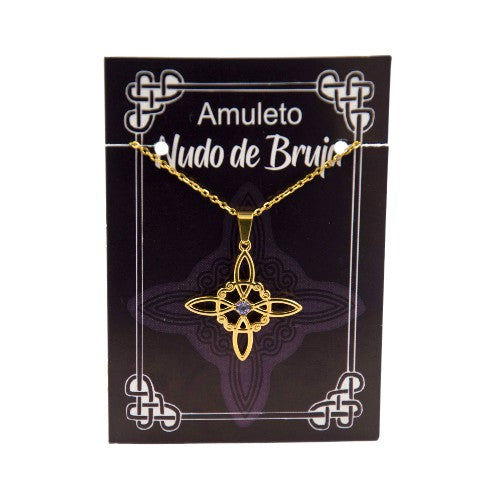 Colgante Nudo Brujas Acero oro Circon malva 290-17