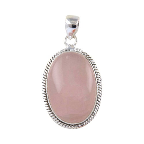 Colgante Oval 45mm Plata LABRA CUARZO ROSA REF1490