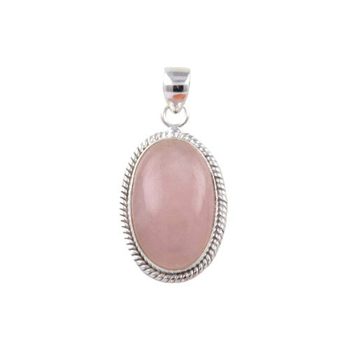 Colgante Oval 40mm Plata LABRA CUARZO ROSA REF1190