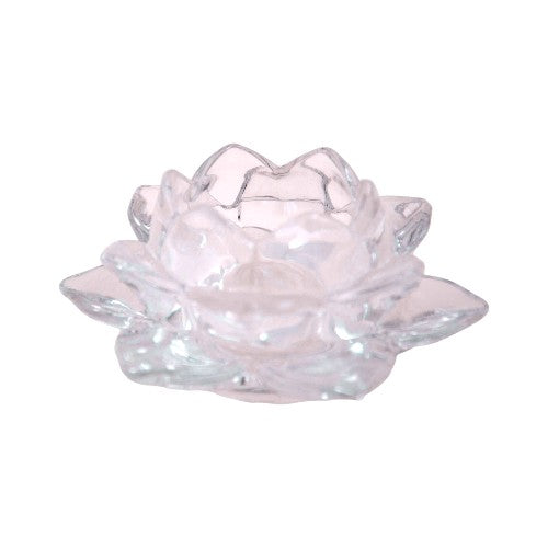 Portavela cristal loto blanco
